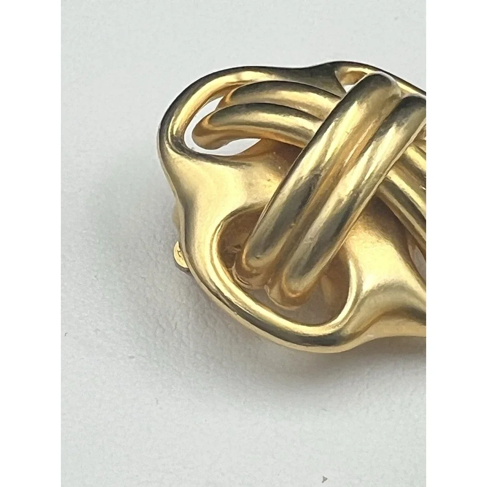 Erwin Pearl Vintage Gold Tone Knot Clip On Earrings Designer 90s Mob Wife‎
